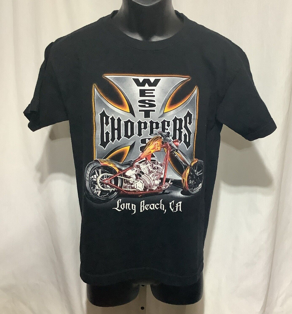 West Coast Choppers Shirt Mens Small Black Long Beach CA Motorcycle Graphic Tee